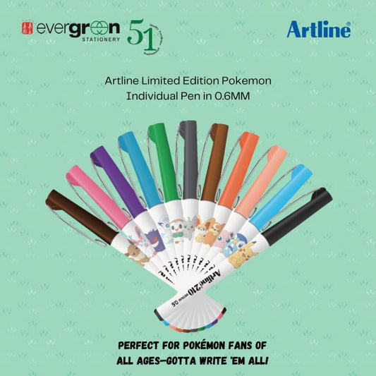 [SG] Artline Limited Edition Pokemon Pens in 0.6MM (Individual) [Evergreen Stationery]