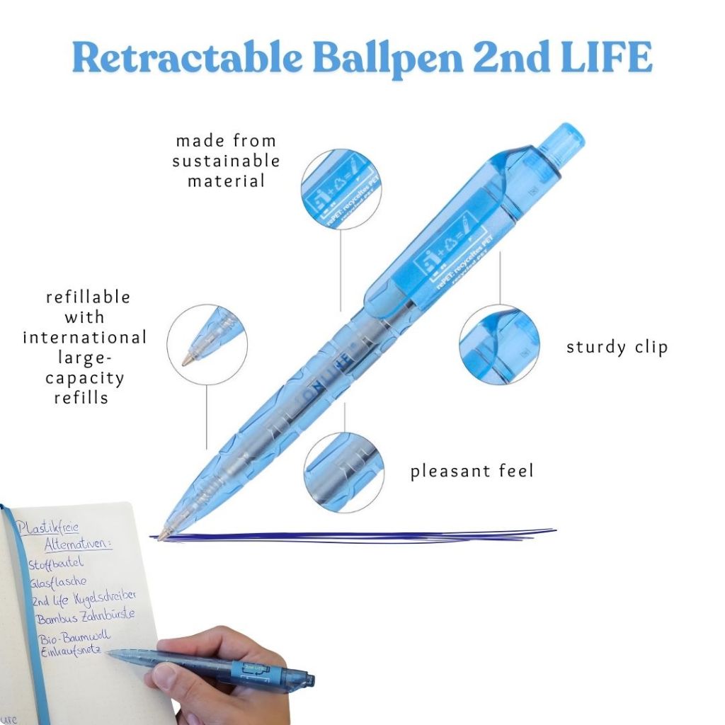 [SG] ONLINE Magixx 2nd Life Blue Retractable Ballpen, Individual [Evergreen Stationery]