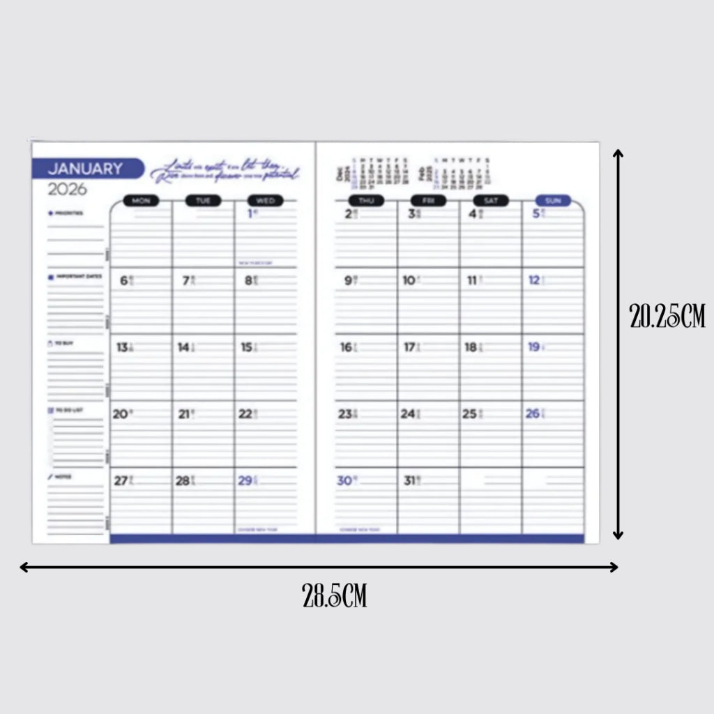 [SG] 2026 Dated Month-To-View Stitched Executive Planner [Evergreen Stationery]