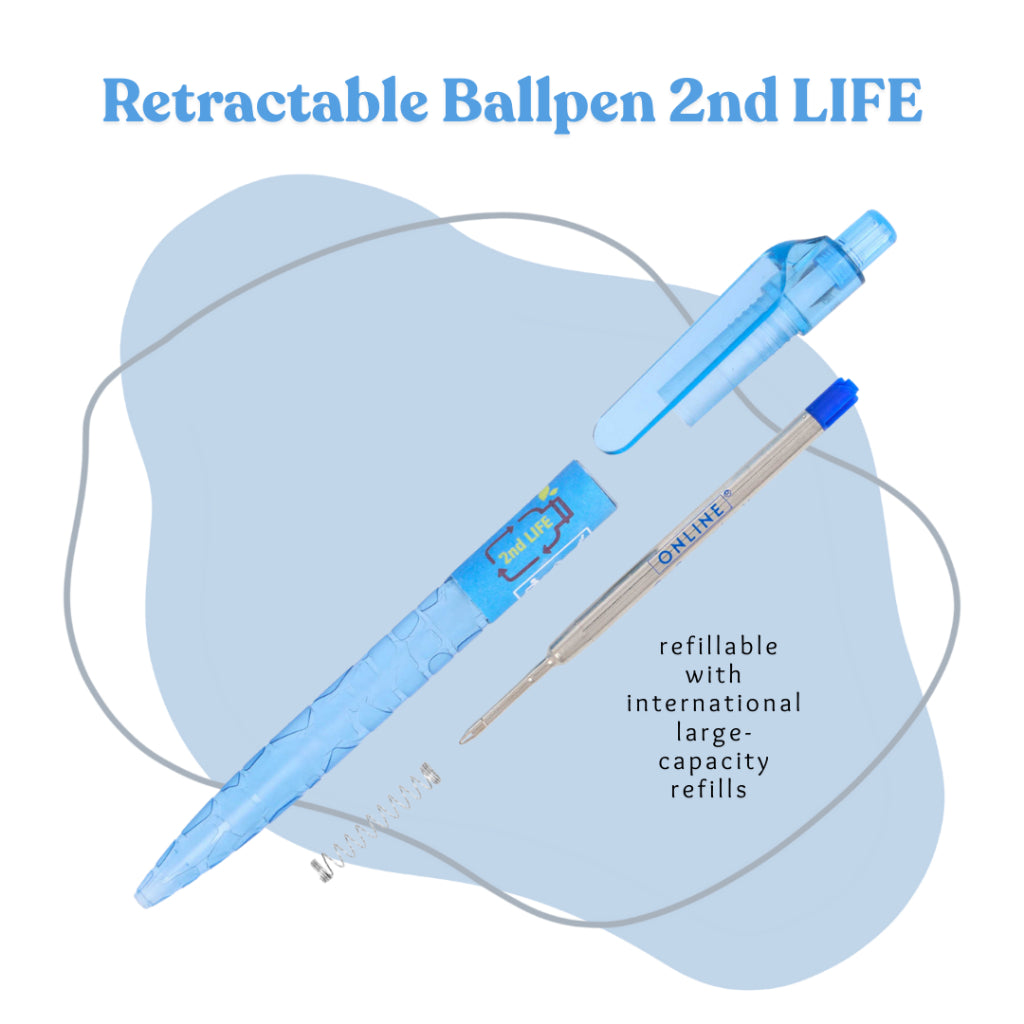 [SG] ONLINE Magixx 2nd Life Blue Retractable Ballpen, Individual [Evergreen Stationery]