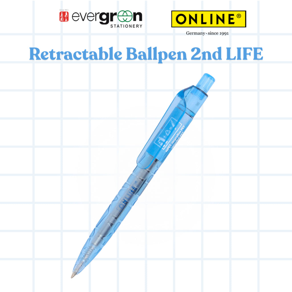 [SG] ONLINE Magixx 2nd Life Blue Retractable Ballpen, Individual [Evergreen Stationery]