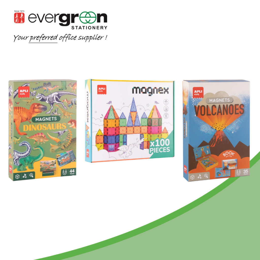 APLI Magnetic Box 100pcs,Dinosaurs,Volcano |Magnet|