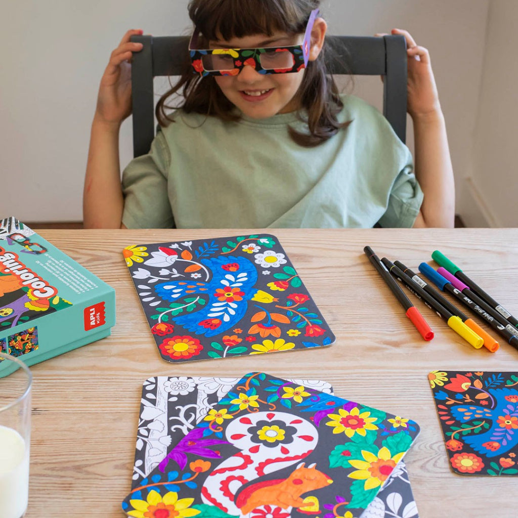 Apli 3D Colouring Cards |3D|3D Glasses|Colouring|Child Game|