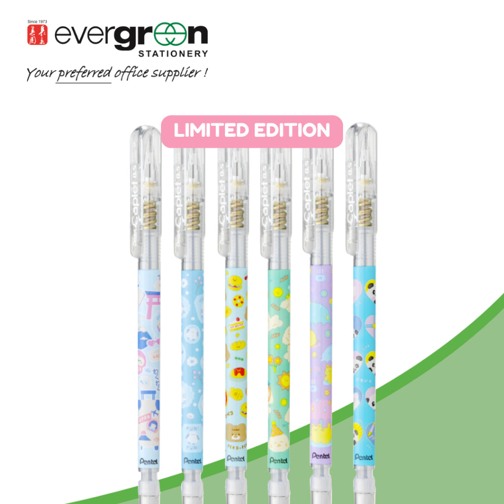 [LIMITED EDITION] Pentel Caplet Mechanical Pencil, 0.5MM | 6 Designs | portable cap | soft, and smooth hi-polymer eraser