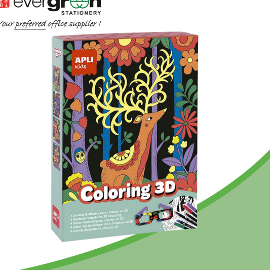 Apli 3D Colouring Cards |3D|3D Glasses|Colouring|Child Game|