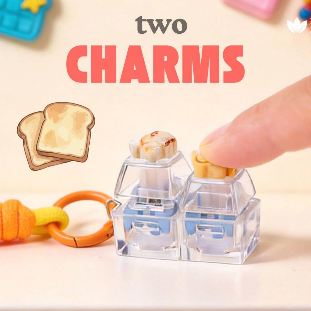 Cute Bread Charm Keycap Clicker Keychain | ASMR Stress Relief Fidget Toy | Various Bread Designs