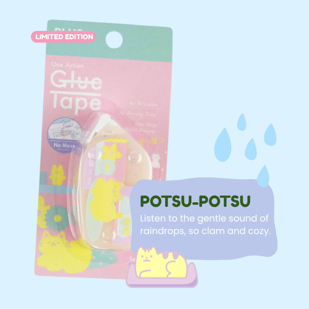 [LIMITED EDITION] PLUS One Action Glue Tape Kawaii9 Niko-Niko/ Potsu-Potsu | Strong Adhesion | Compact Size