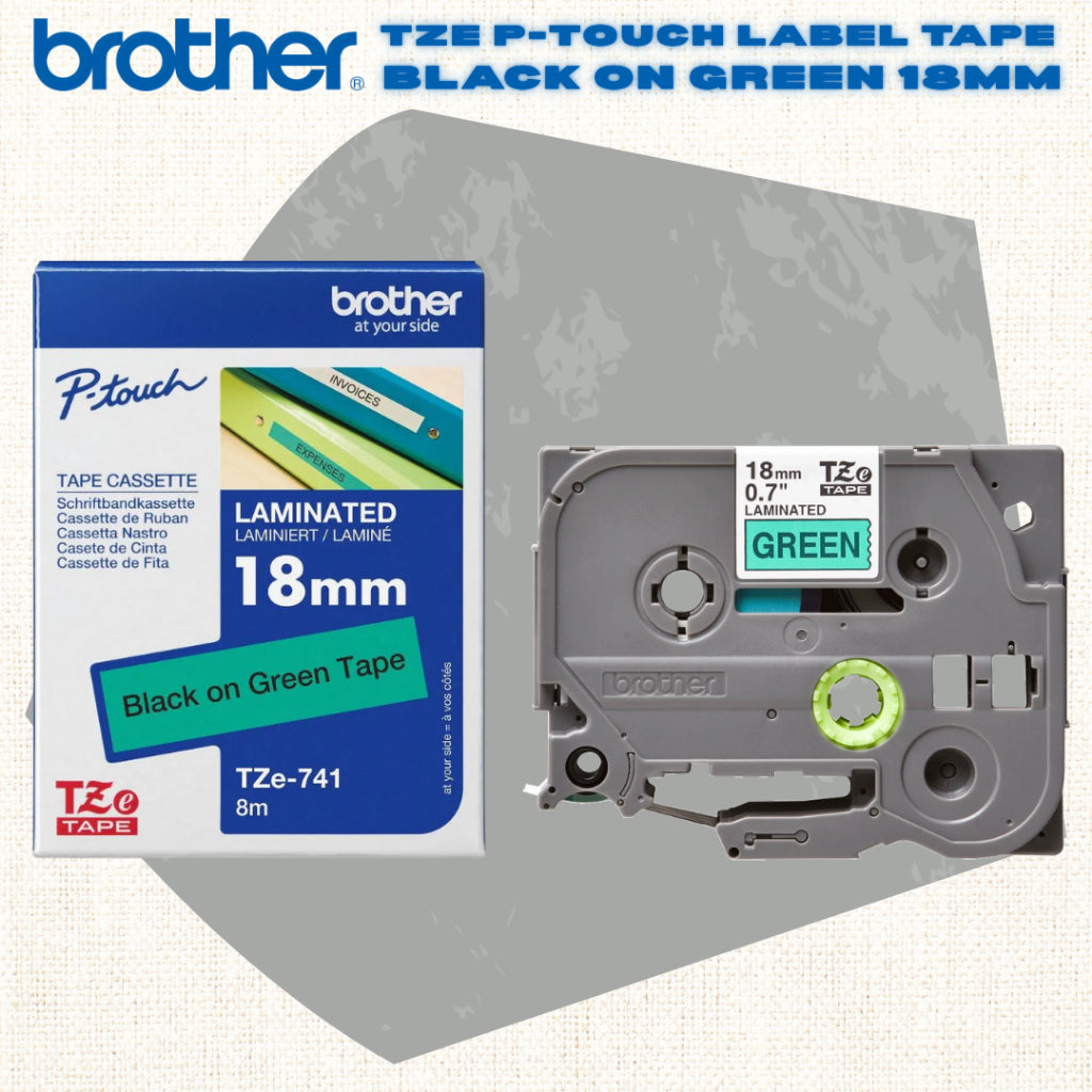 [SG] Brother TZE P-touch Labelling Tape – Black on Green [Evergreen Stationery]