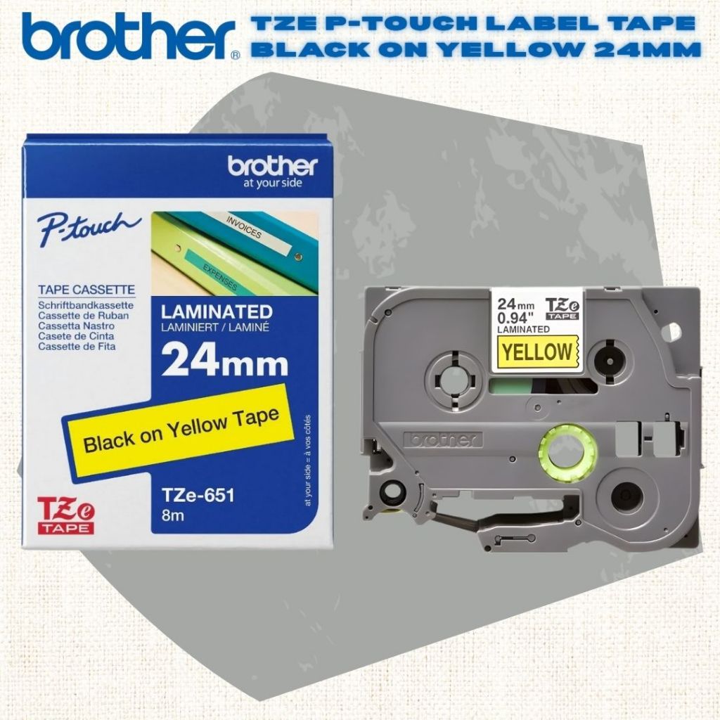 [SG] Brother TZE P-touch Labelling Tape – Black on Yellow [Evergreen Stationery]