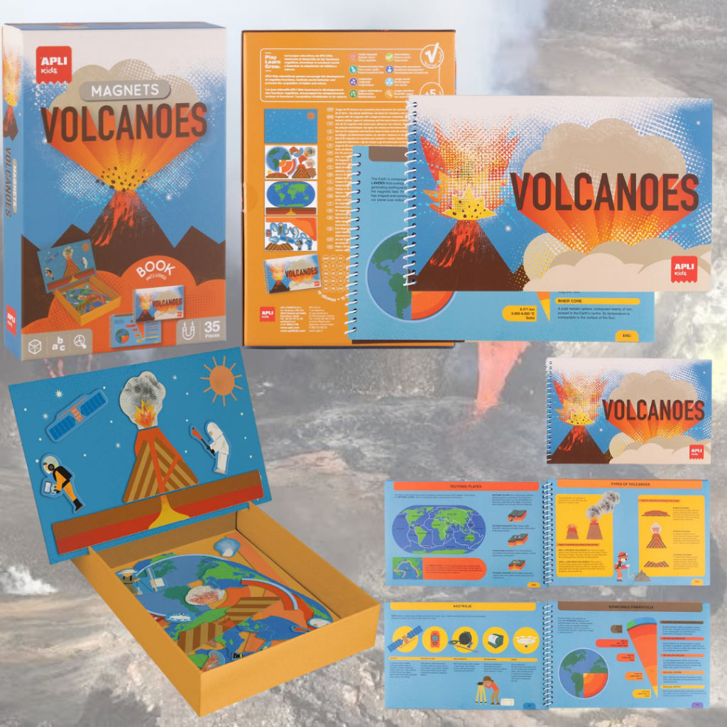 APLI Magnetic Box 100pcs,Dinosaurs,Volcano |Magnet|