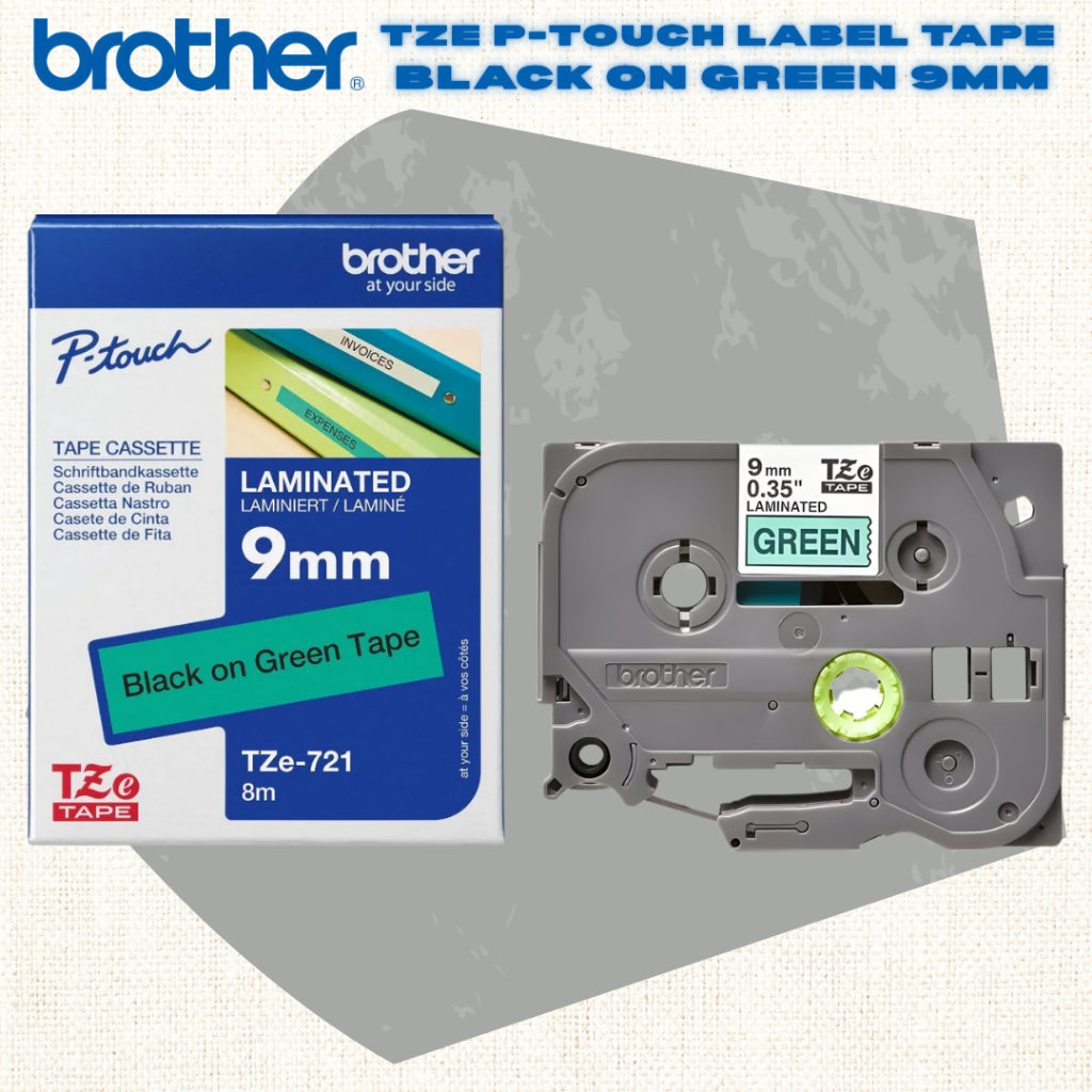 [SG] Brother TZE P-touch Labelling Tape – Black on Green [Evergreen Stationery]
