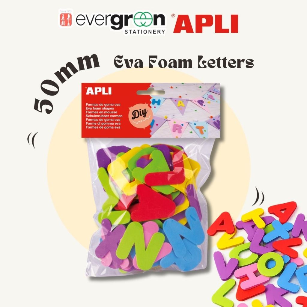 [SG] APLI 50mm Adhesive Eva Foam Letters | 104 Pcs Per Pack [Evergreen Stationery]