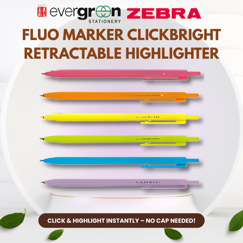 Zebra Fluo Marker Clickbright Retractable 6 Colour Set Highlighter Set