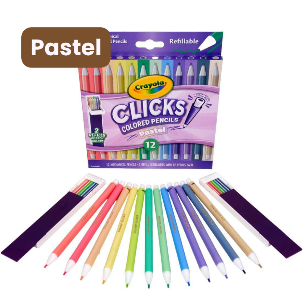 Crayola Clicks Colored Pencils 2.0mm lead | Classics | Neon | Pastels | Colored lead refills included |