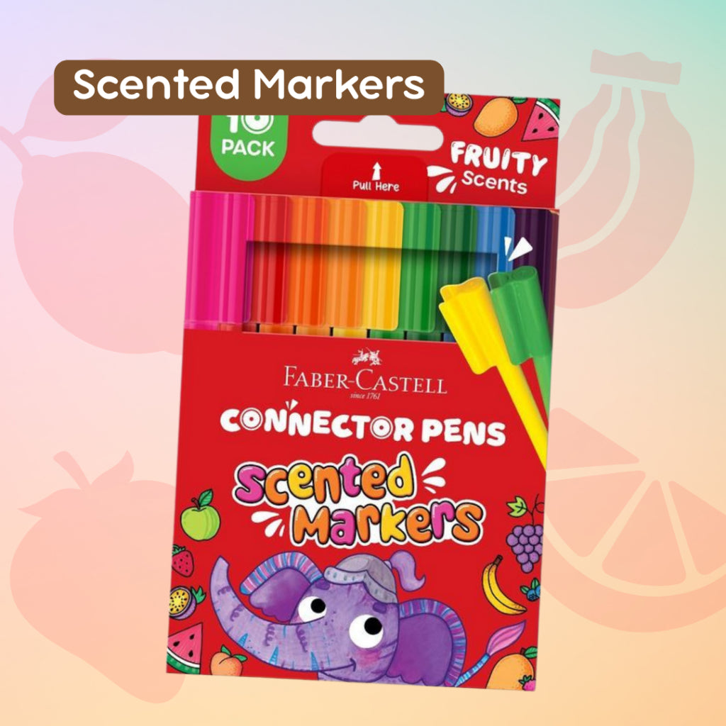 Faber Castell Fruit Scent Coloring Set | Scented Markers | Scented Pencils | A4 Coloring book | Interactive feature